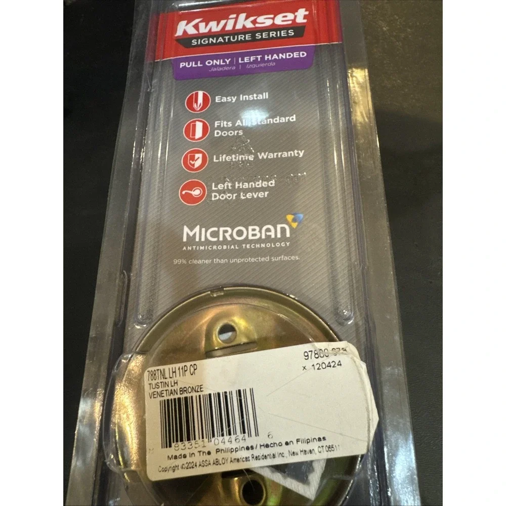 Kwikset Tustin LEFT Door Lever Venetian Bronze Inactive Pull 97880-678